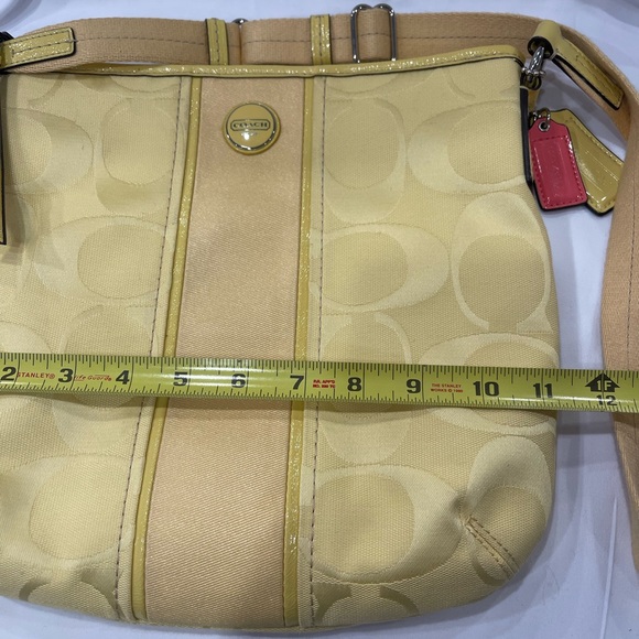 Coach Signature Stripe Duffle Shoulder Crossbody Bag F21905 Bright Yellow - Picture 4 of 16